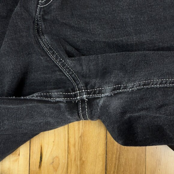 Frank & Oak The Nina Wide Leg High Rise Cropped Black Washed Charcoal Jeans 29 - Picture 7 of 7